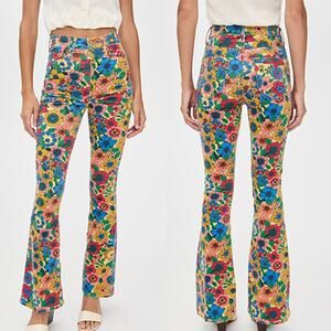 NWT MOTHER High Waisted Weekender Skimp Flower Print Jeans Multicolor Size: 25